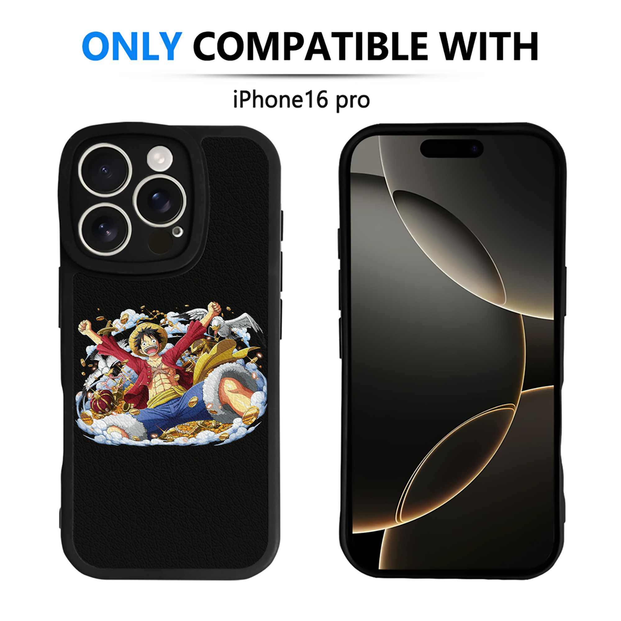 （画像用） ワンピース モンキー・D・ルフィ ONE PIECE Monkey D. Luffy 【iPhone 16シリーズ対応】シリコンスマホケース（レザー調） 材質：シリコン